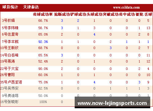 乐竞体育球员出场记录统计与分析